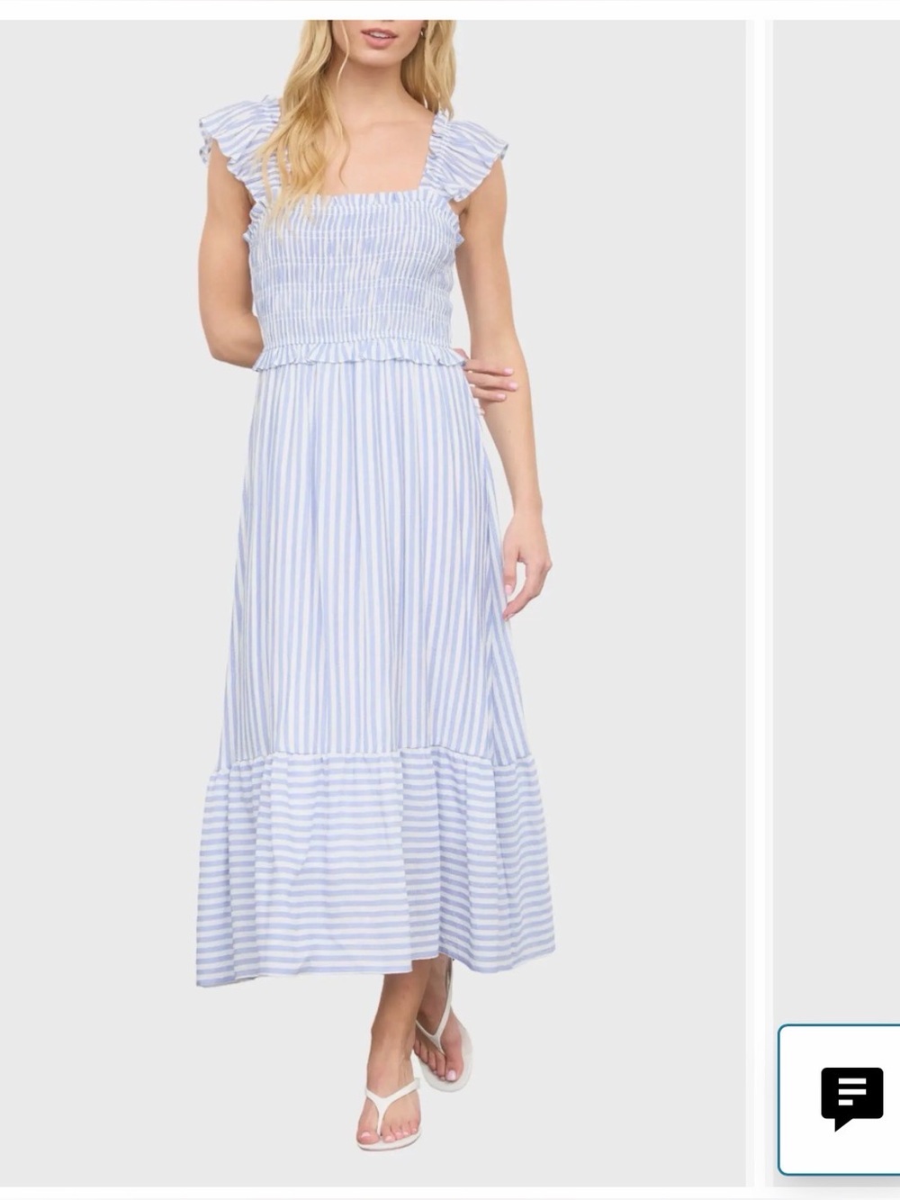 Stripe Flutter Sleeve Smocked Dress